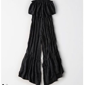 AE ruffle strapless stripes jumpsuit